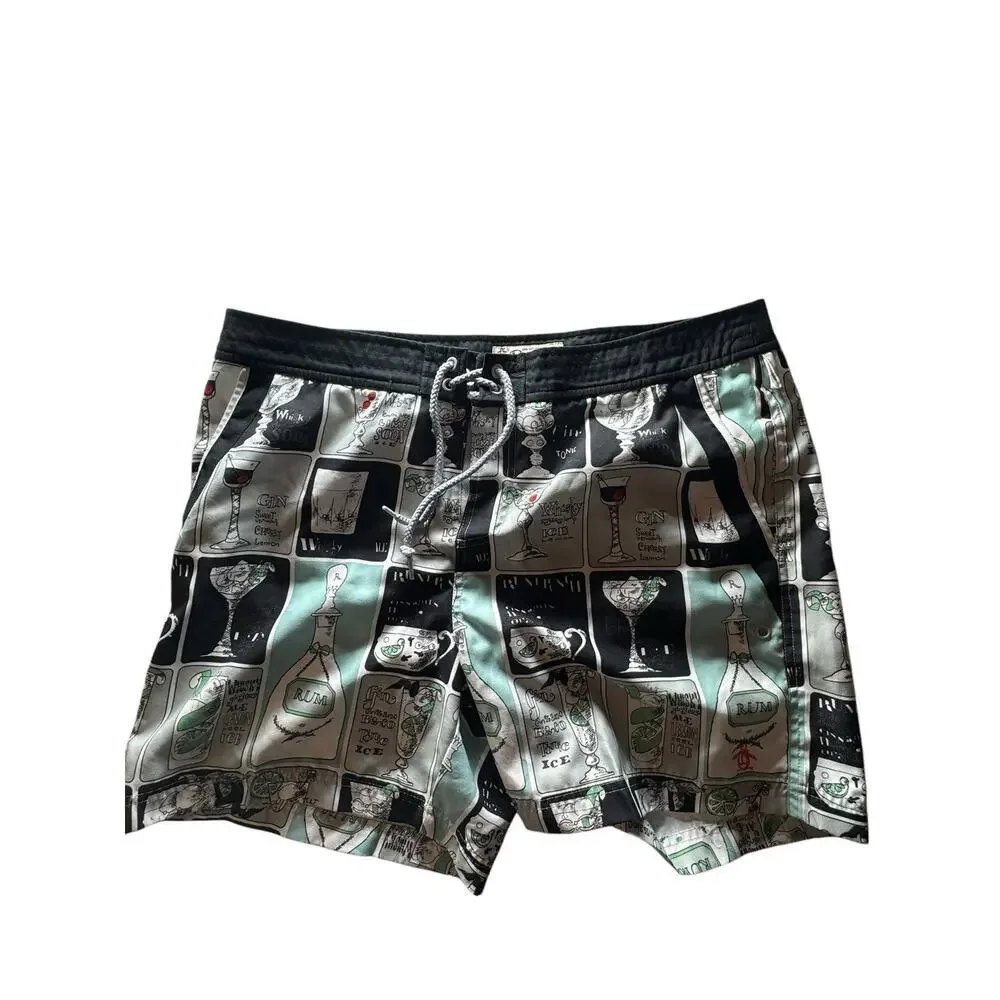 Penguin Happy Hour Cocktails‎ Mens' Lined Swim Shorts Trunks Size 36 Rum Tiki